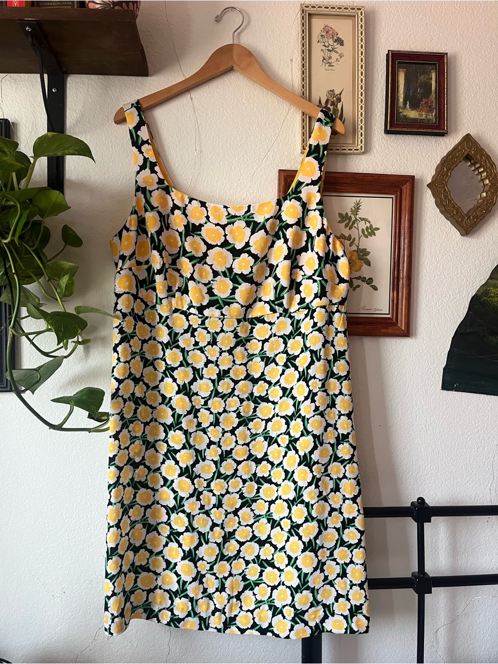 Diane Von Furstenberg Floral Mini Sundress Yellow Poppies Plus Size 17